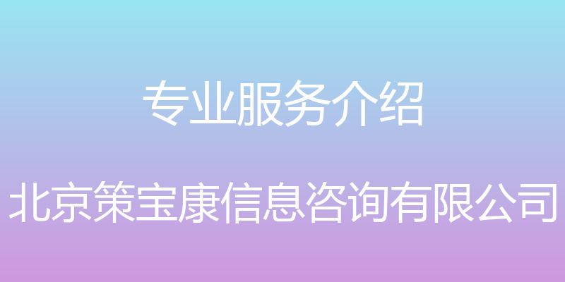 专业服务介绍 - 北京策宝康信息咨询有限公司